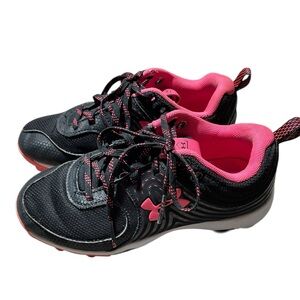 D5- Under Armour Black and Pink Athletic Shoes Cleats